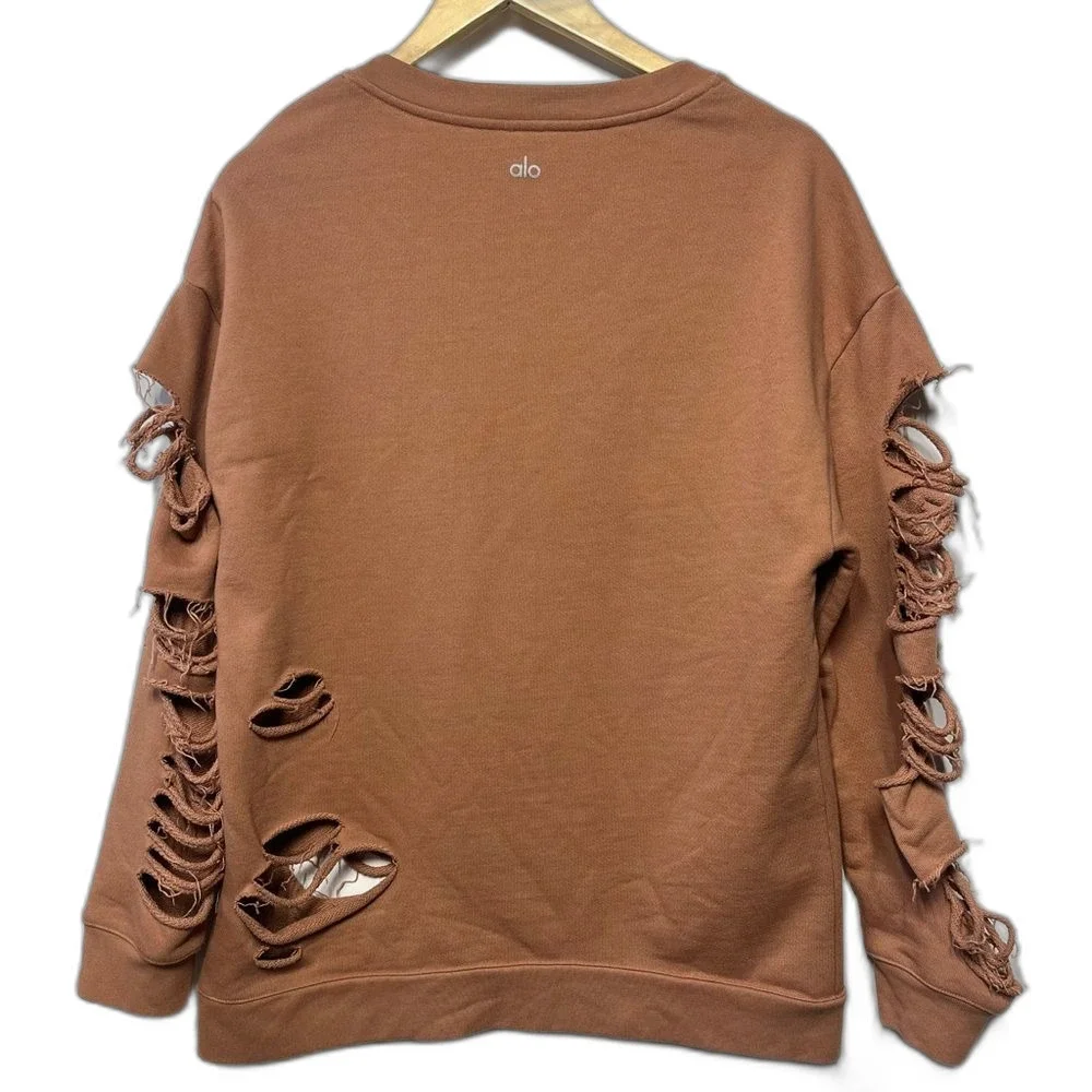 Alo Yoga Fade Long Sleeve Slash Out Pullover in Henna S